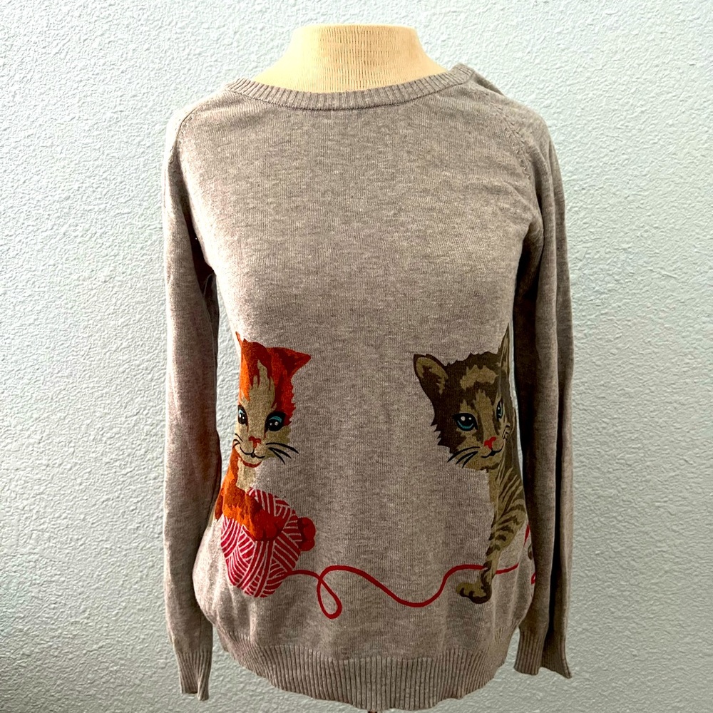 Bea & Dot ModCloth kitten sweater, small